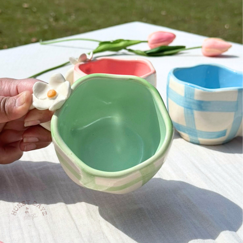 Green Blooming 3D Flower Grid Mug