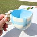 Blue Blooming 3D Flower Grid Mug