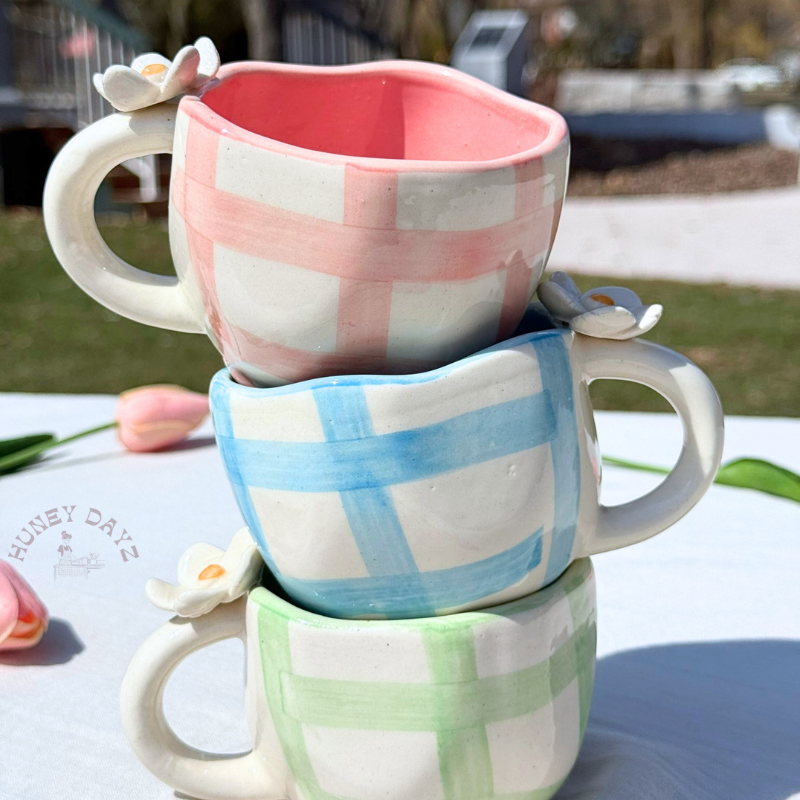 Green Blooming 3D Flower Grid Mug