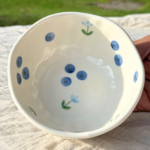 Blueberry Bloom Handmade Bowl 🫐✨