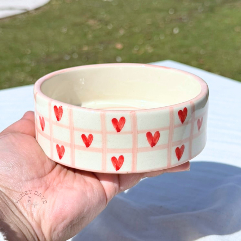 Heart Checkered Handcrafted Bowl
