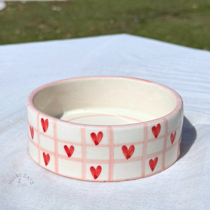 Heart Checkered Handcrafted Bowl
