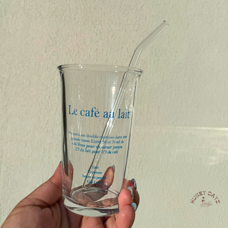 Le Cafe Glass Cup With Straw