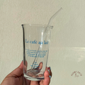 Le Cafe Glass Cup With Straw