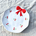 Red Cherry Bow Ceramic Small Snack, Jewelry, Dish 🍒🎀