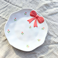 Peachy Pink Bow Blossom Ceramic Small Snack, Jewelry, Dish 🌷🎀